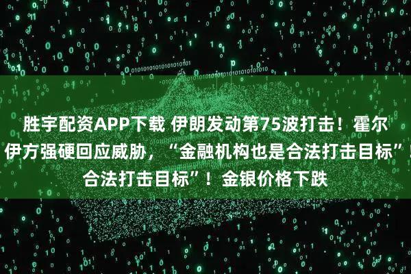 胜宇配资APP下载 伊朗发动第75波打击！霍尔木兹对峙升级，伊方强硬回应威胁，“金融机构也是合法打击目标”！金银价格下跌