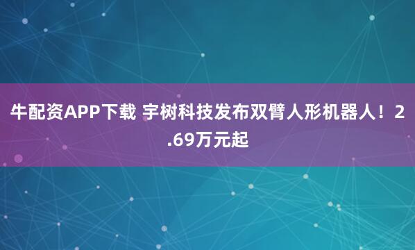 牛配资APP下载 宇树科技发布双臂人形机器人！2.69万元起